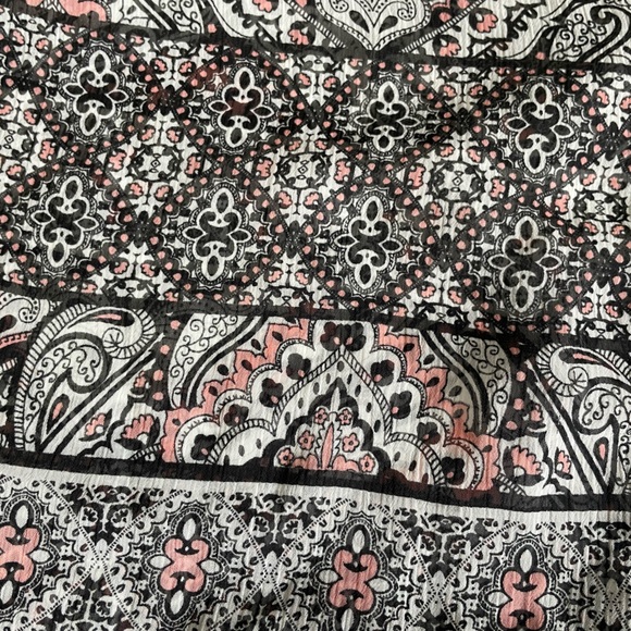 Mudd Women's Paisley Sheer Top Shirt Medium Y2K Black Soft Rose Boho Festival - Picture 9 of 16